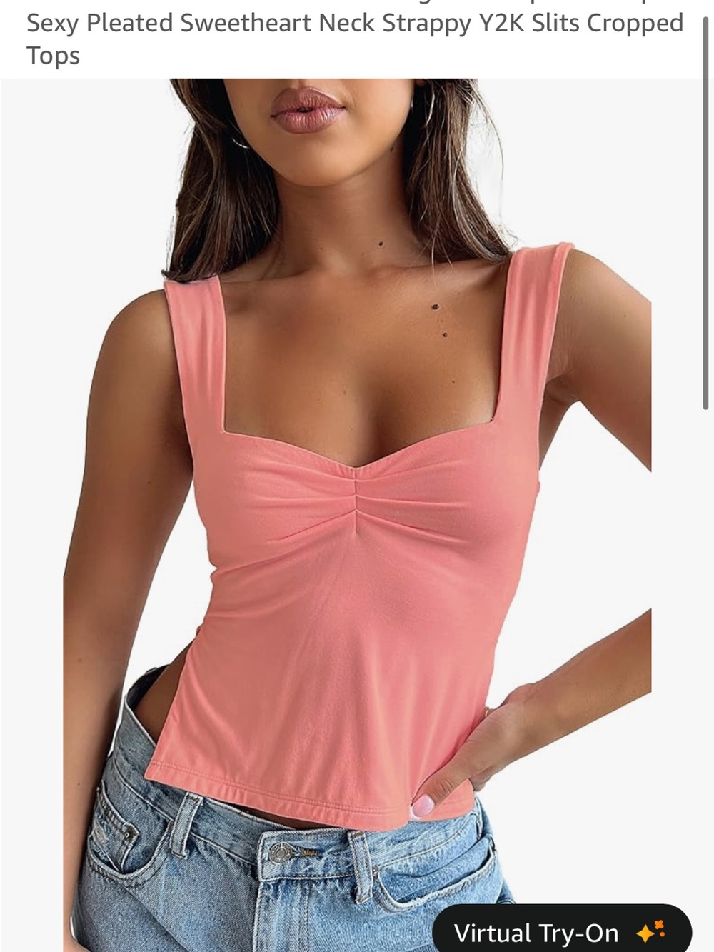 Sweetheart Pleated Strappy Cropped Top - Pink